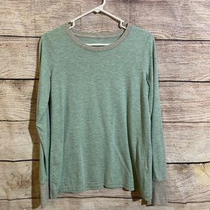 Mint green and gray striped longsleeve tee